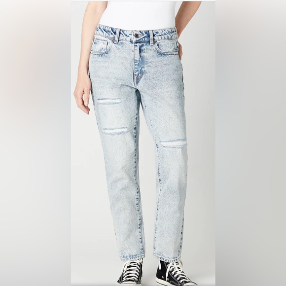 BUFFALO DAVID BITTON DENIM JEANS WOMEN RELAXED BOYFRIEND IN DISTRESSED BLUE 29 - Picture 3 of 12